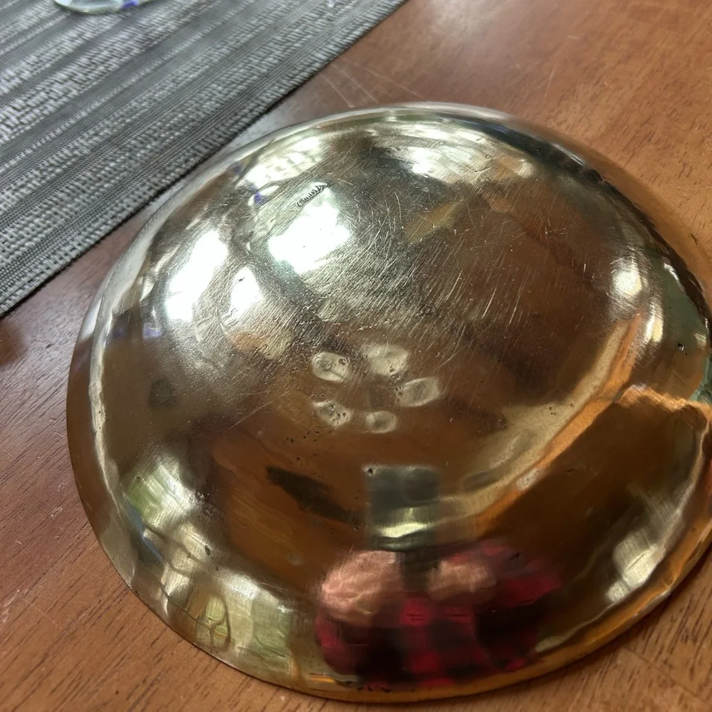 Cultural Brass Bowl with Detailed Dragon Etching 10”x10”. MCM